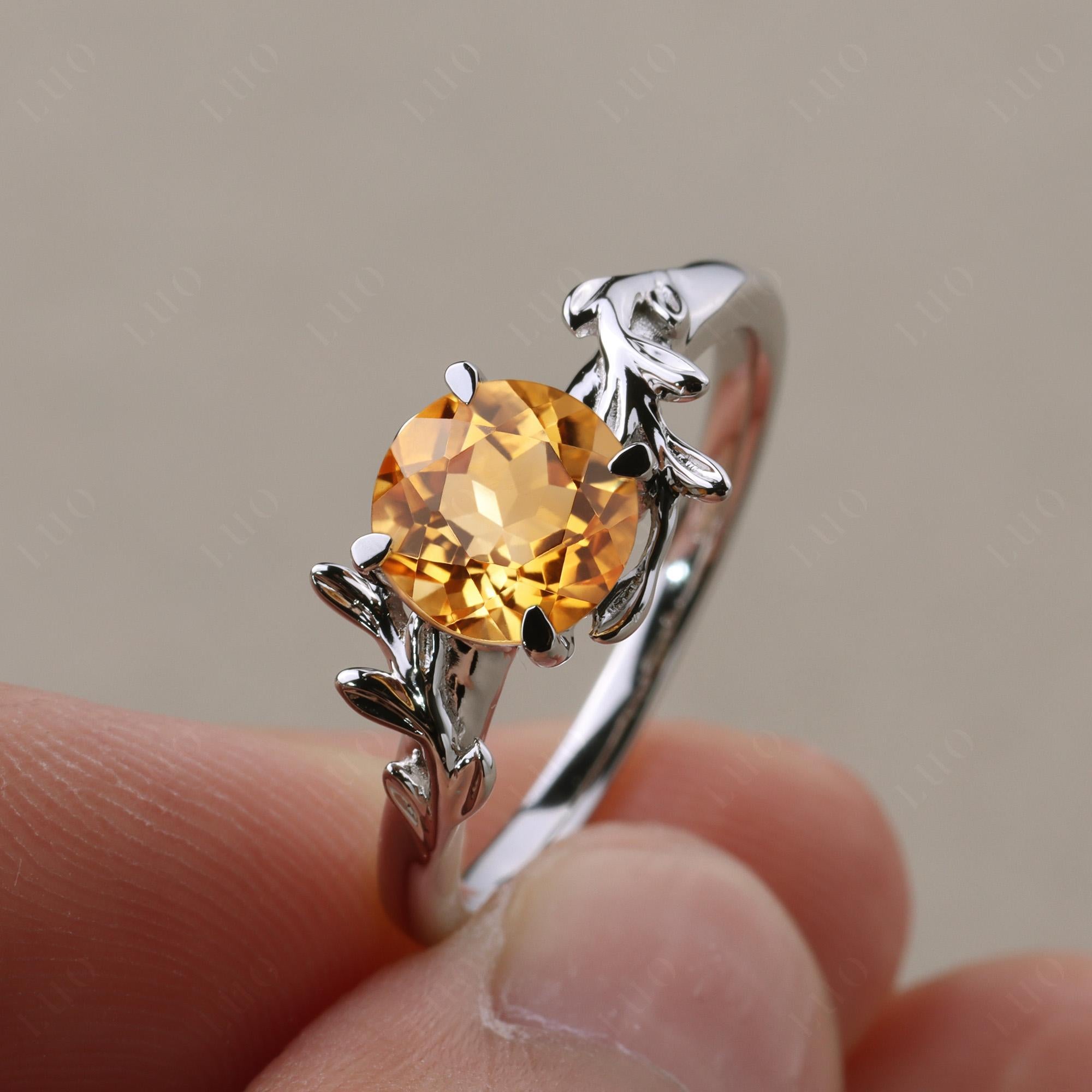 Citrine Leaf and Vine Ring - LUO Jewelry