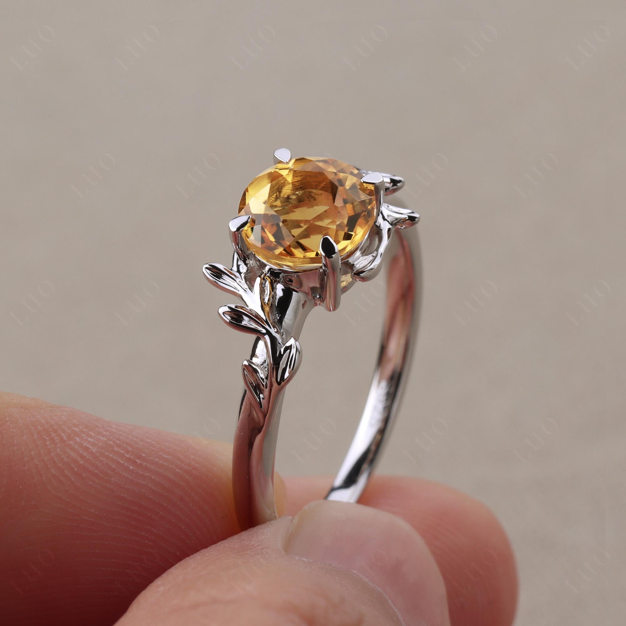 Citrine Leaf and Vine Ring - LUO Jewelry