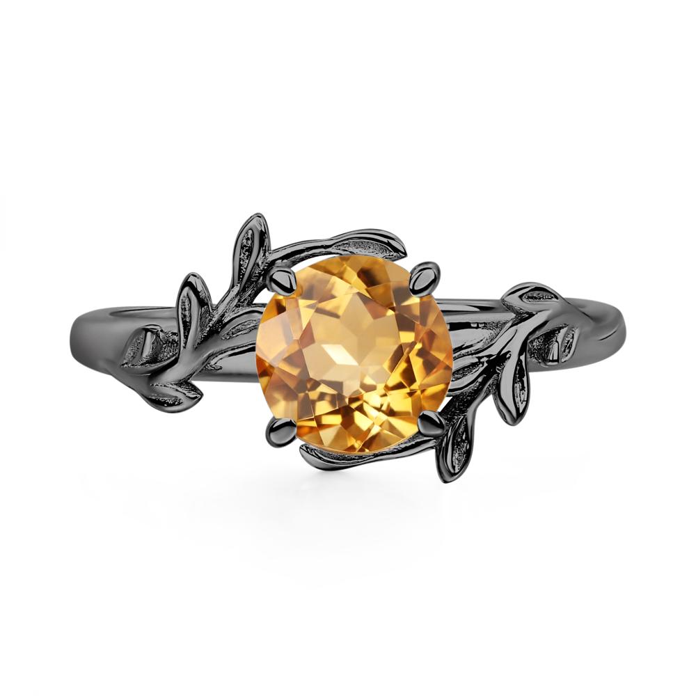 Citrine Leaf and Vine Ring - LUO Jewelry #metal_black finish sterling silver