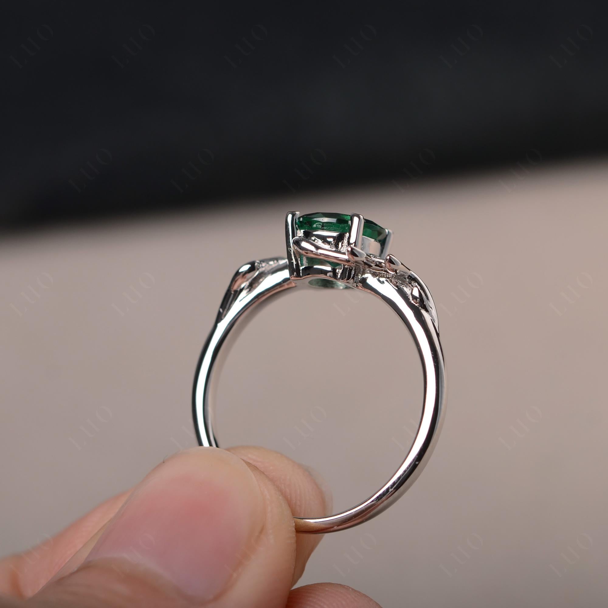Emerald Vine Engagement Ring - LUO Jewelry