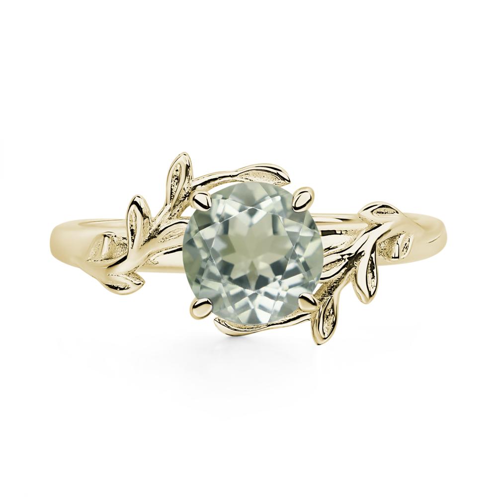 Green Amethyst Leaf and Vine Ring - LUO Jewelry #metal_14k yellow gold