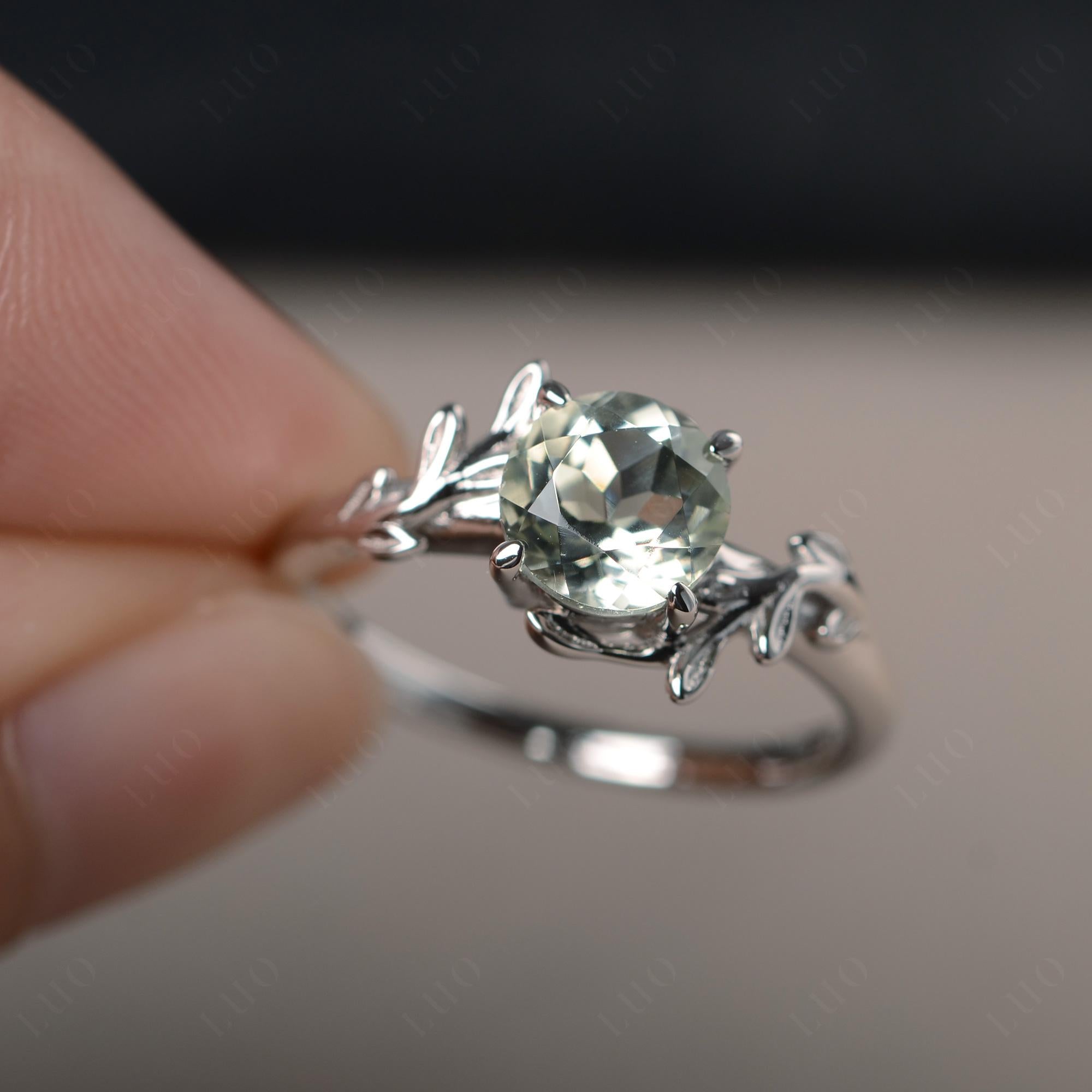 Green Amethyst Leaf and Vine Ring - LUO Jewelry