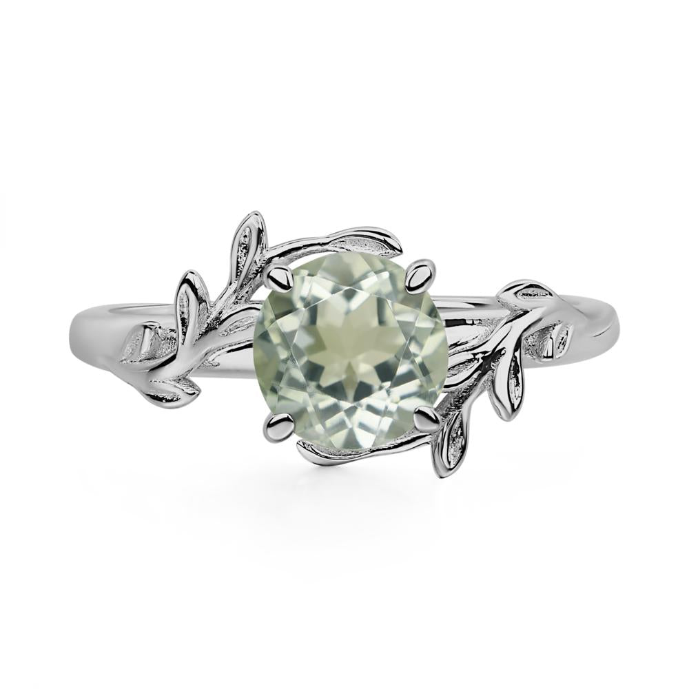 Green Amethyst Leaf and Vine Ring - LUO Jewelry #metal_platinum