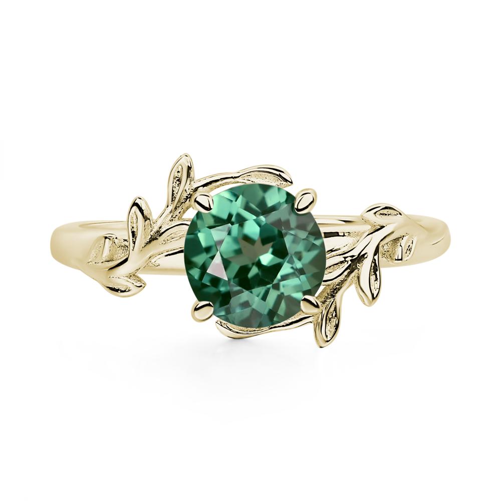 Green Sapphire Vine Engagement Ring - LUO Jewelry #metal_14k yellow gold