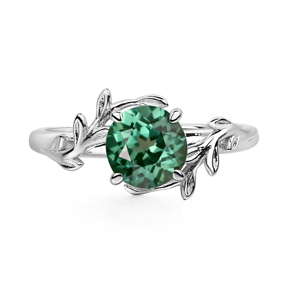 Green Sapphire Vine Engagement Ring - LUO Jewelry #metal_18k white gold