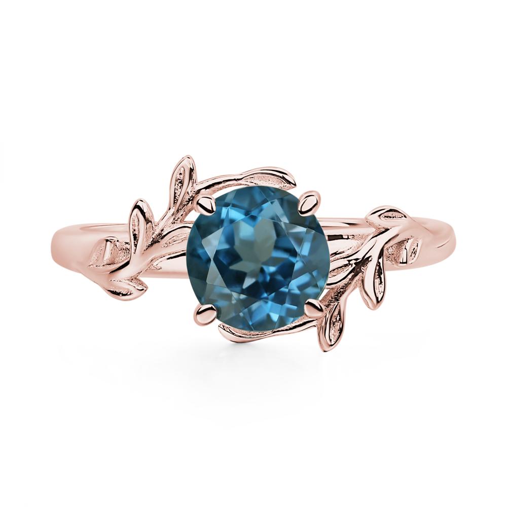 London Blue Topaz Leaf and Vine Ring - LUO Jewelry #metal_18k rose gold