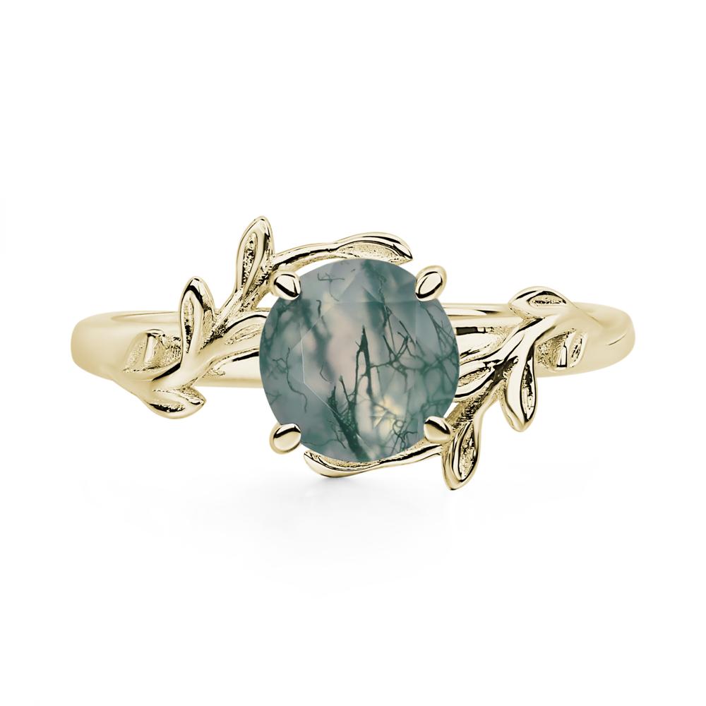 Moss Agate Vine Engagement Ring - LUO Jewelry #metal_14k yellow gold