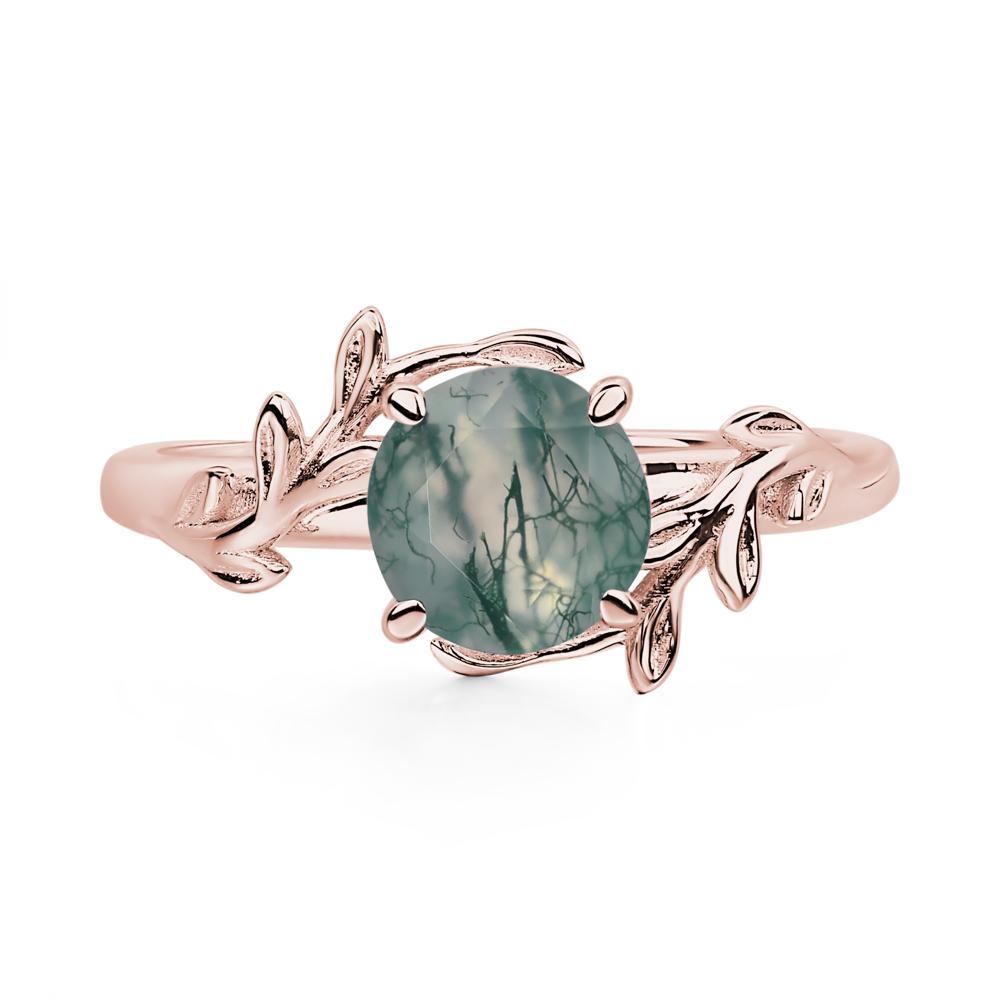 Moss Agate Vine Engagement Ring - LUO Jewelry #metal_18k rose gold