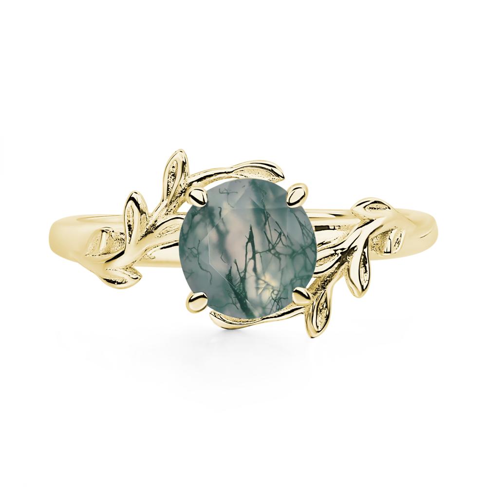 Moss Agate Vine Engagement Ring - LUO Jewelry #metal_18k yellow gold