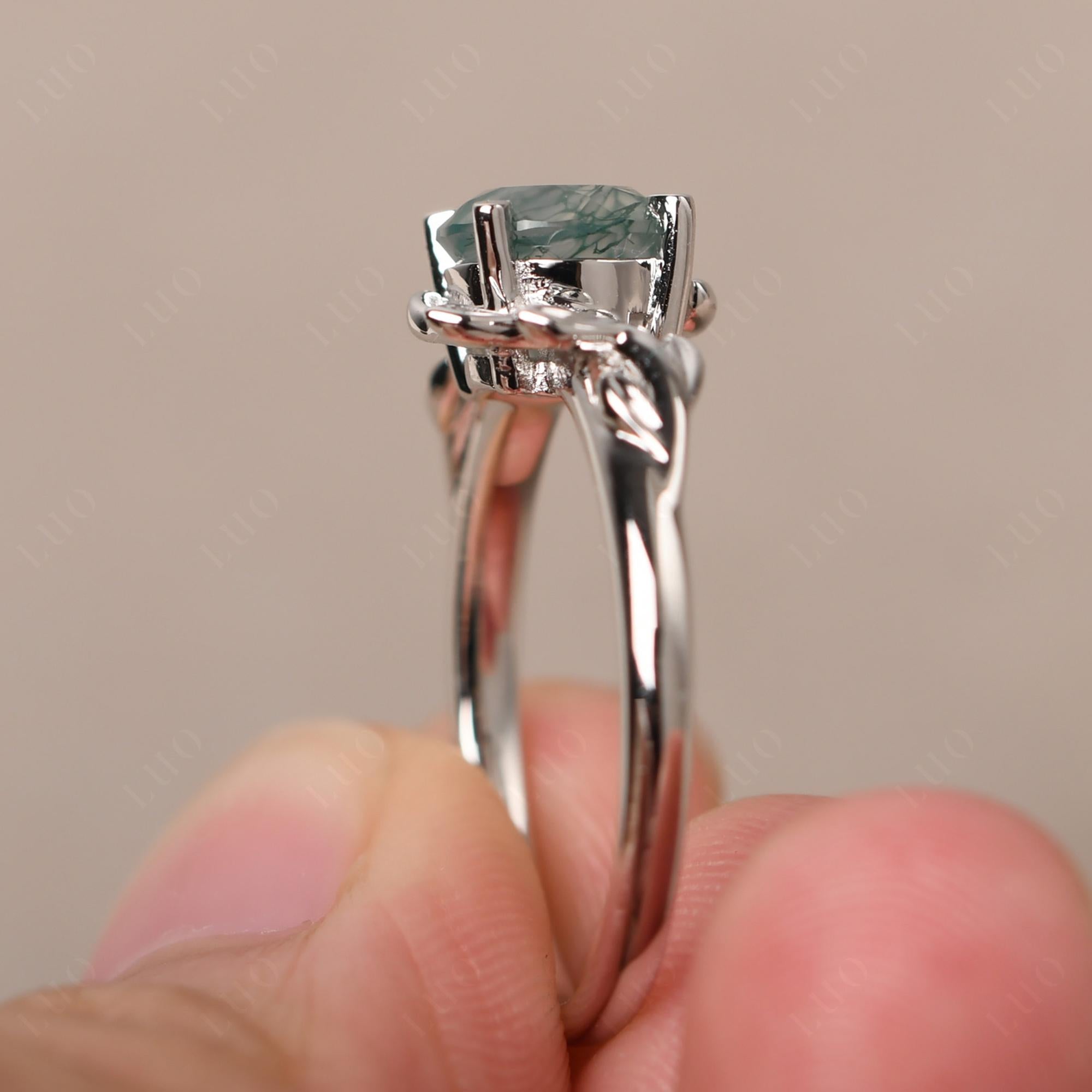 Moss Agate Vine Engagement Ring - LUO Jewelry