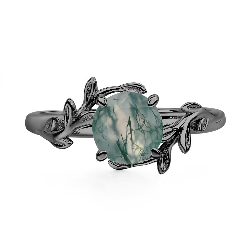 Moss Agate Vine Engagement Ring - LUO Jewelry #metal_black finish sterling silver