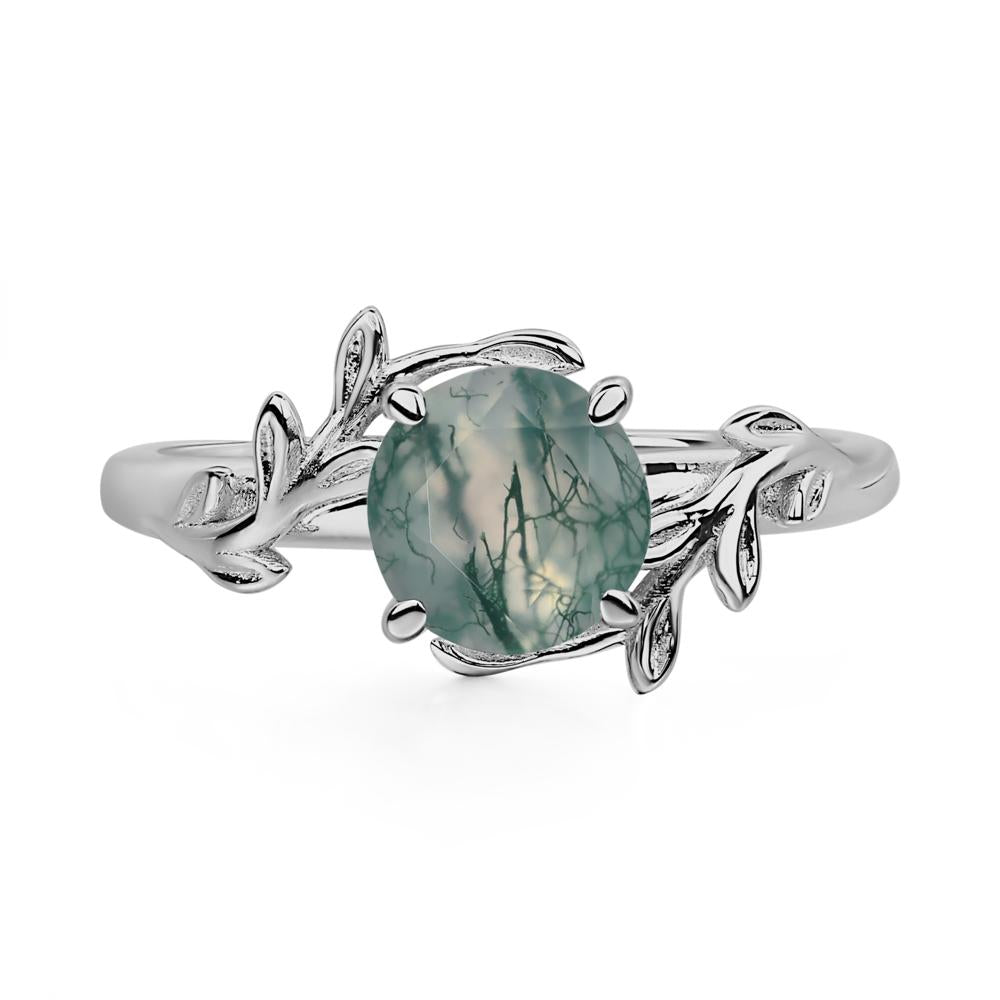 Moss Agate Vine Engagement Ring - LUO Jewelry #metal_platinum
