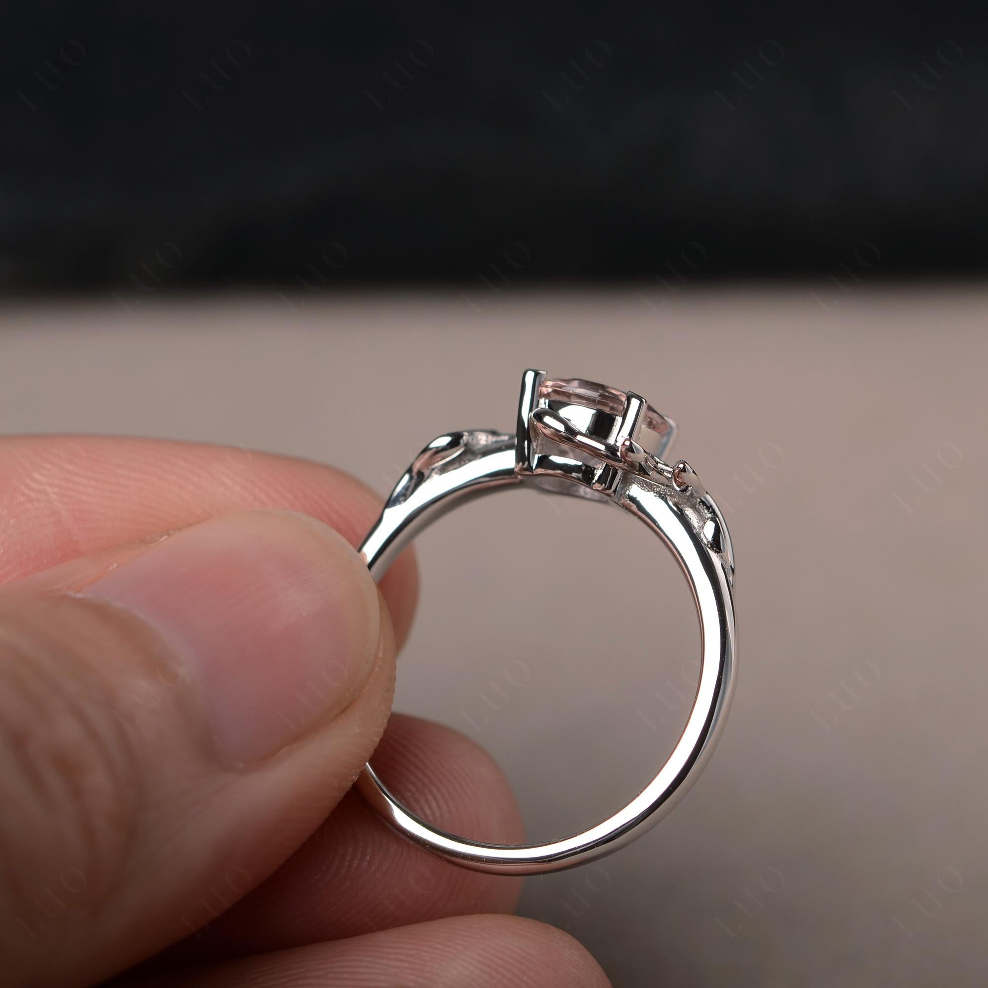 Morganite Leaf and Vine Ring - LUO Jewelry
