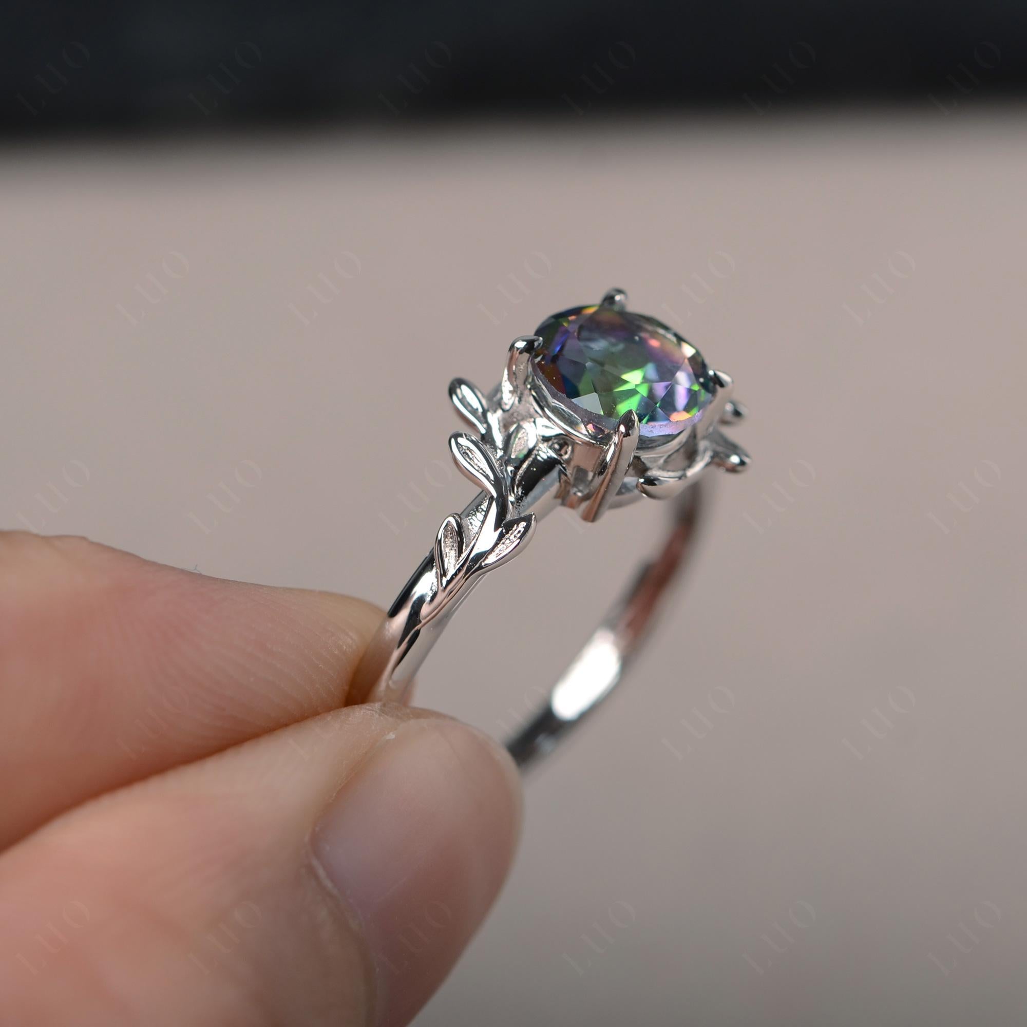 Mystic Topaz Vine Engagement Ring - LUO Jewelry