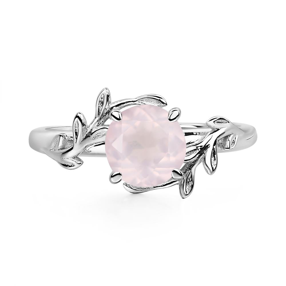 Rose Quartz Leaf and Vine Ring - LUO Jewelry #metal_14k white gold