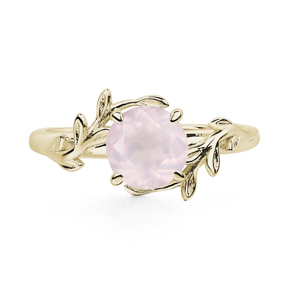 Rose Quartz Leaf and Vine Ring - LUO Jewelry #metal_14k yellow gold