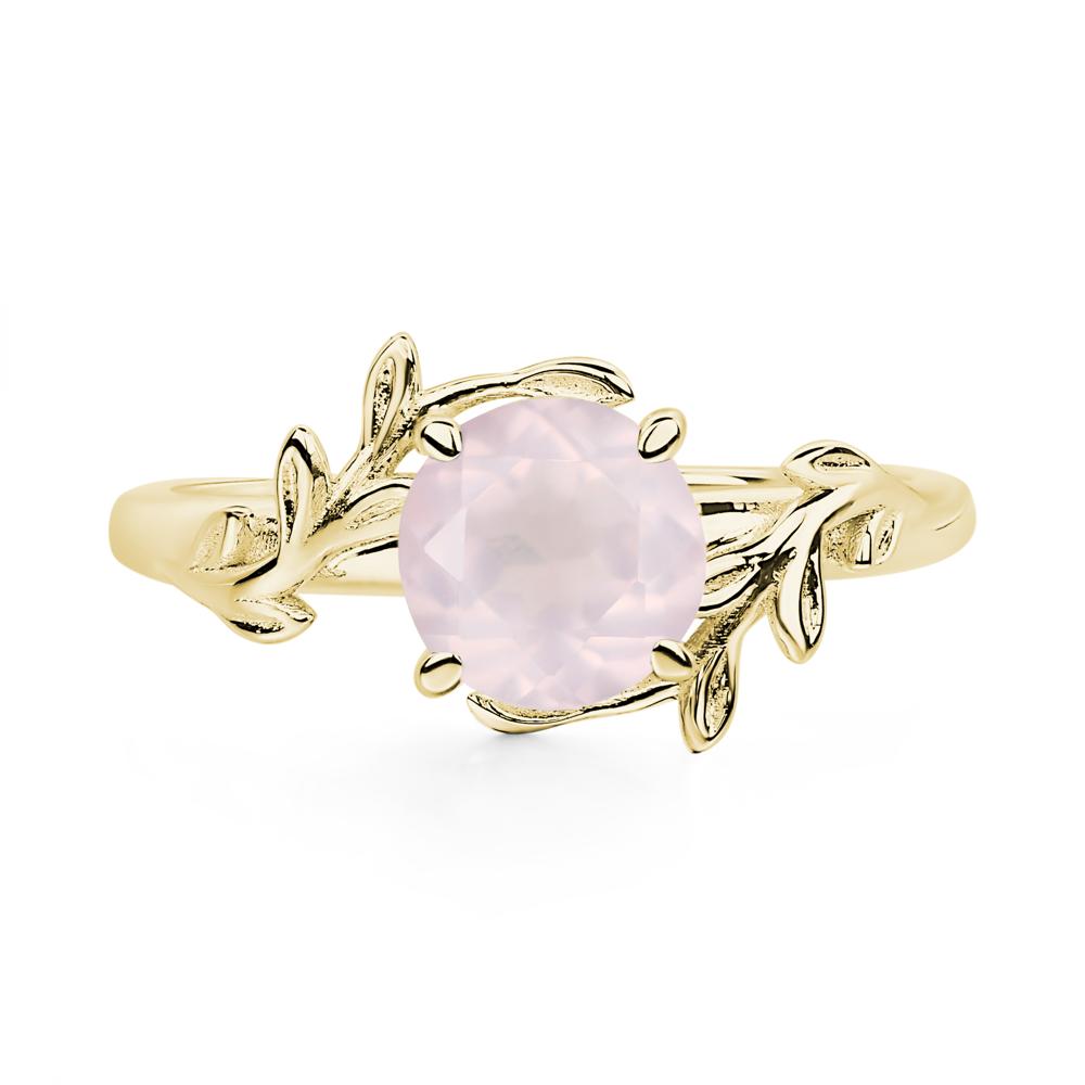 Rose Quartz Leaf and Vine Ring - LUO Jewelry #metal_18k yellow gold