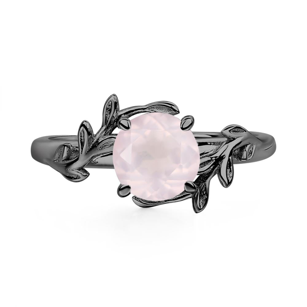 Rose Quartz Leaf and Vine Ring - LUO Jewelry #metal_black finish sterling silver