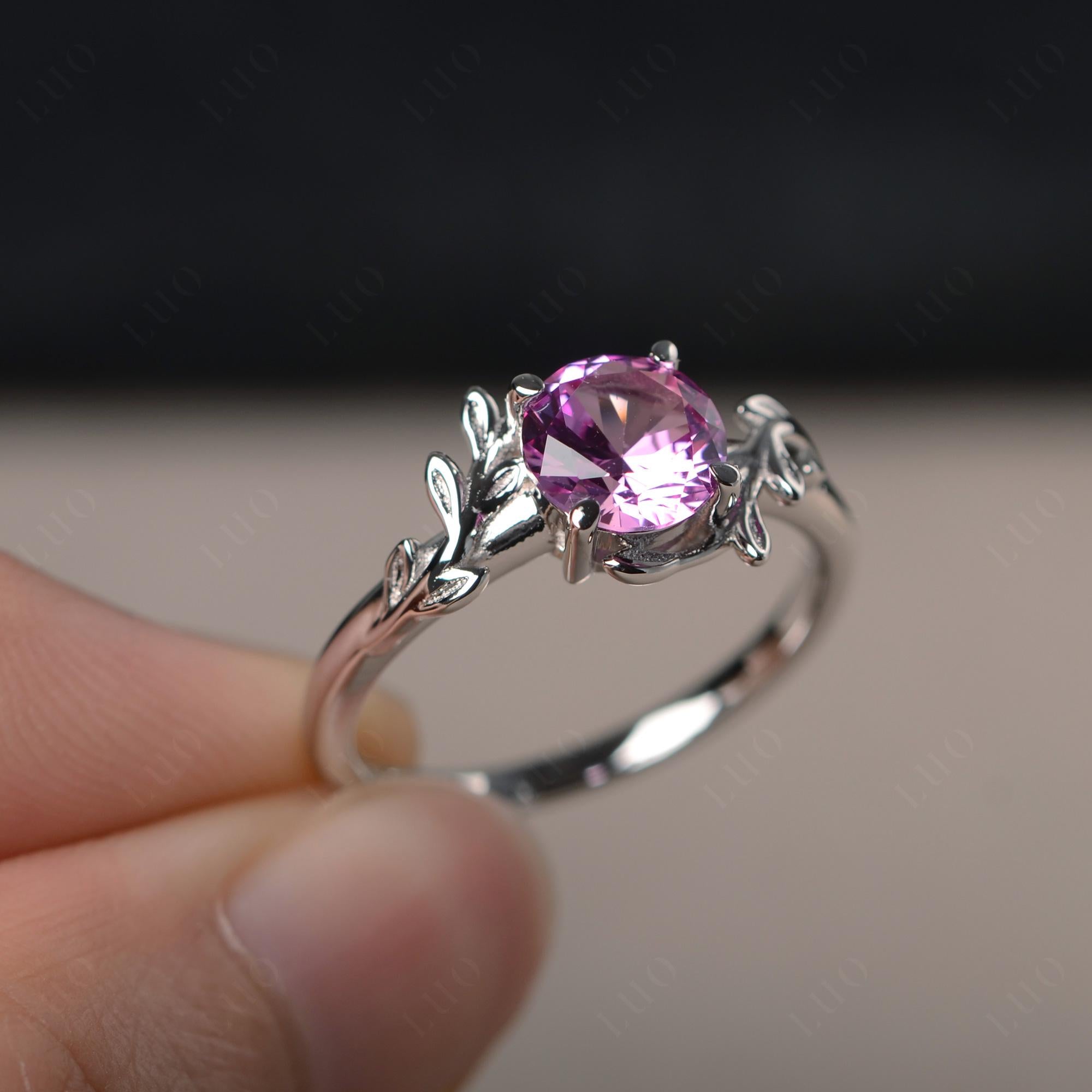 Pink Sapphire Vine Engagement Ring - LUO Jewelry
