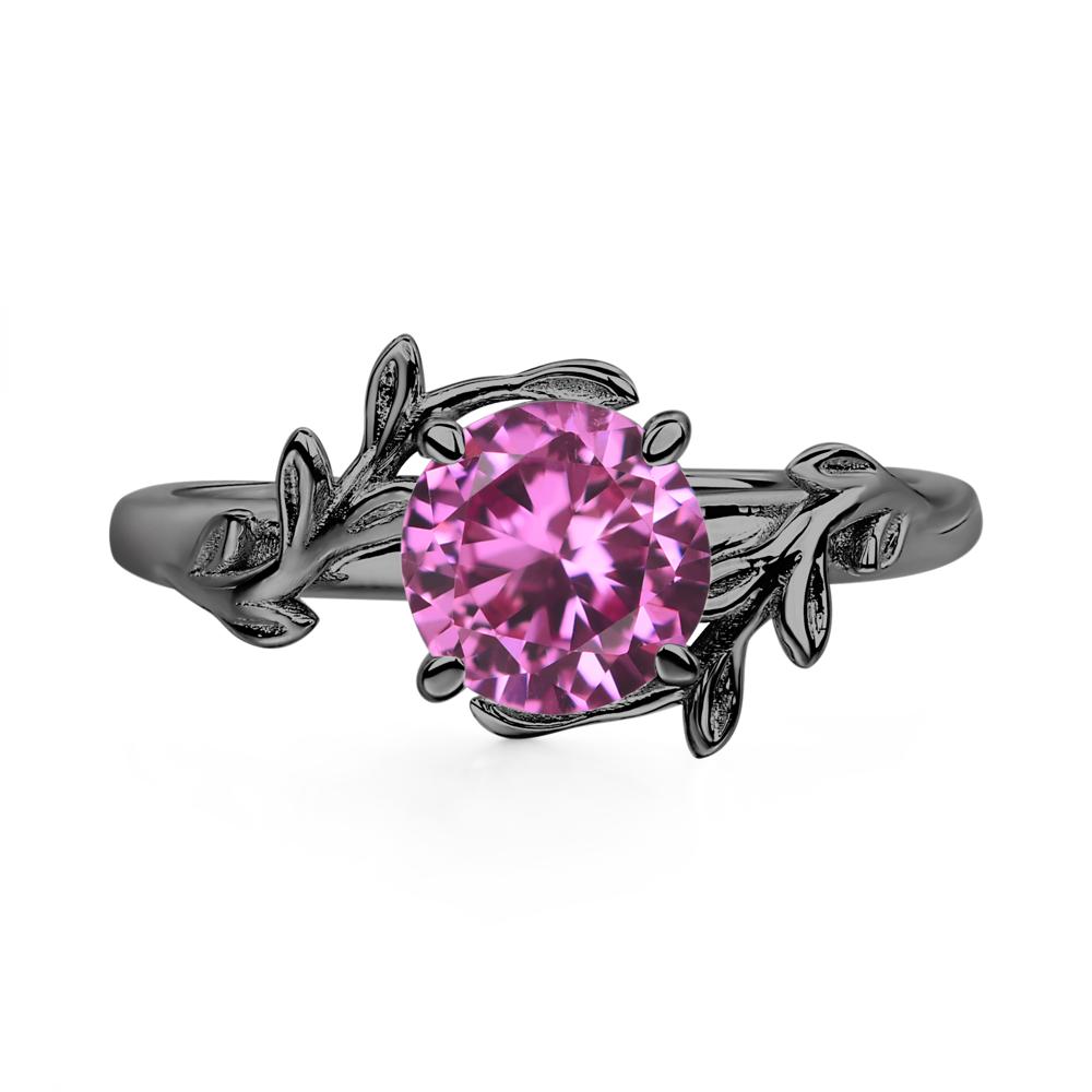 Pink Sapphire Vine Engagement Ring - LUO Jewelry #metal_black finish sterling silver