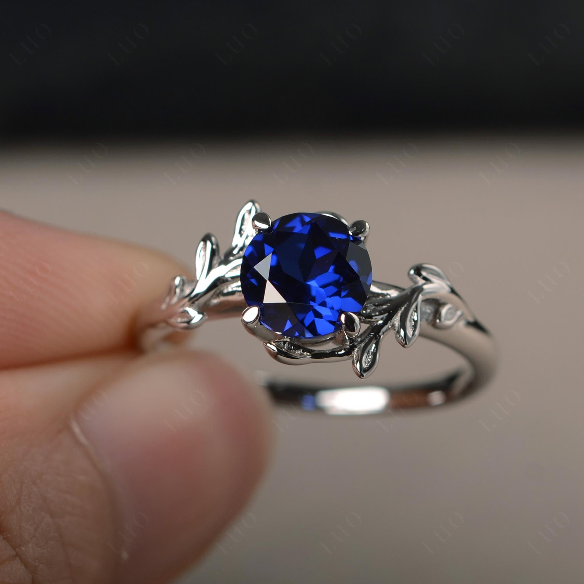 Sapphire Leaf and Vine Ring - LUO Jewelry