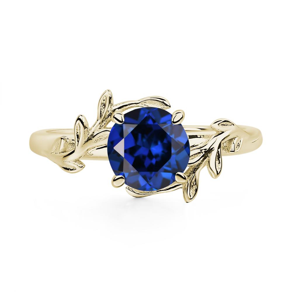 Sapphire Leaf and Vine Ring - LUO Jewelry #metal_14k yellow gold