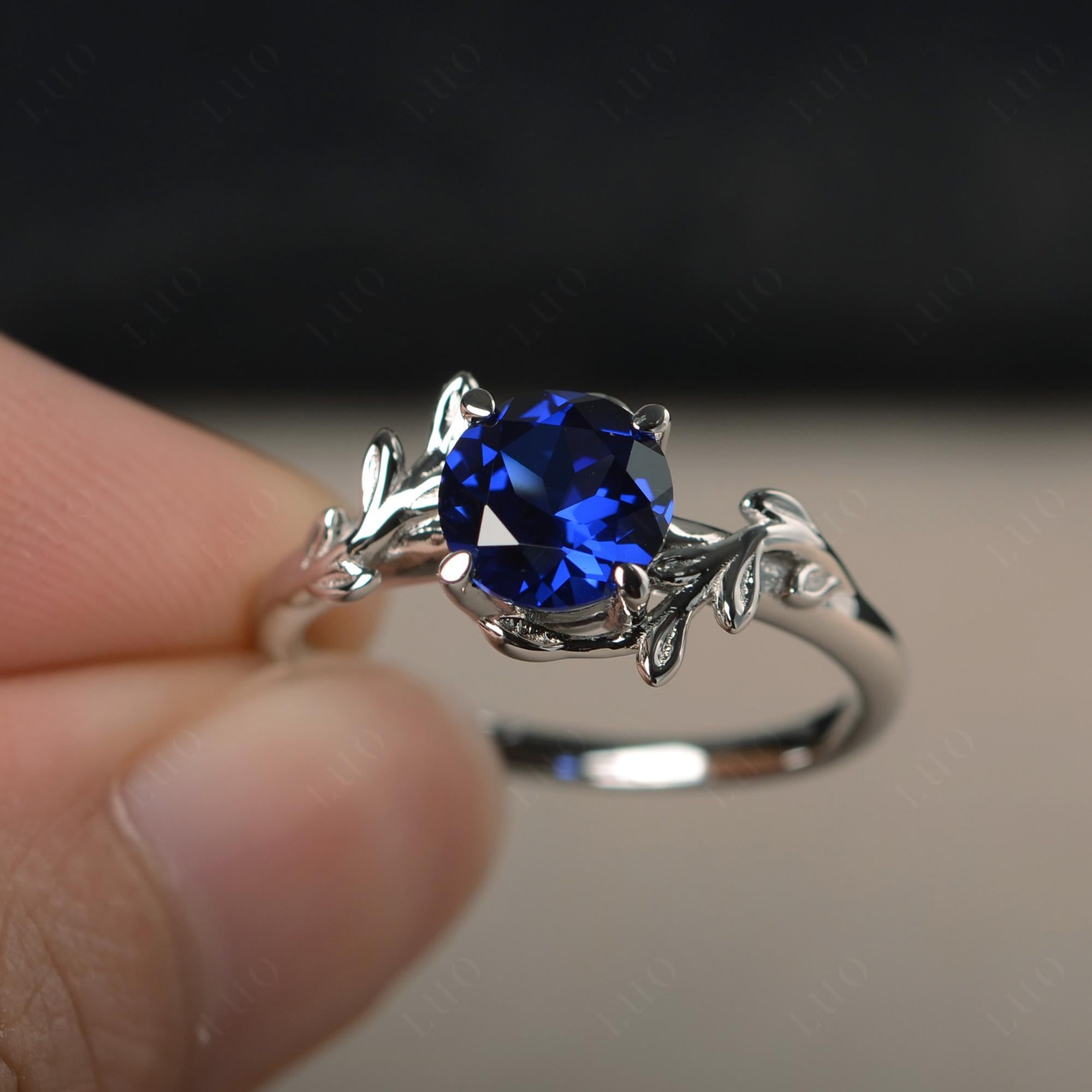 Sapphire Leaf and Vine Ring - LUO Jewelry