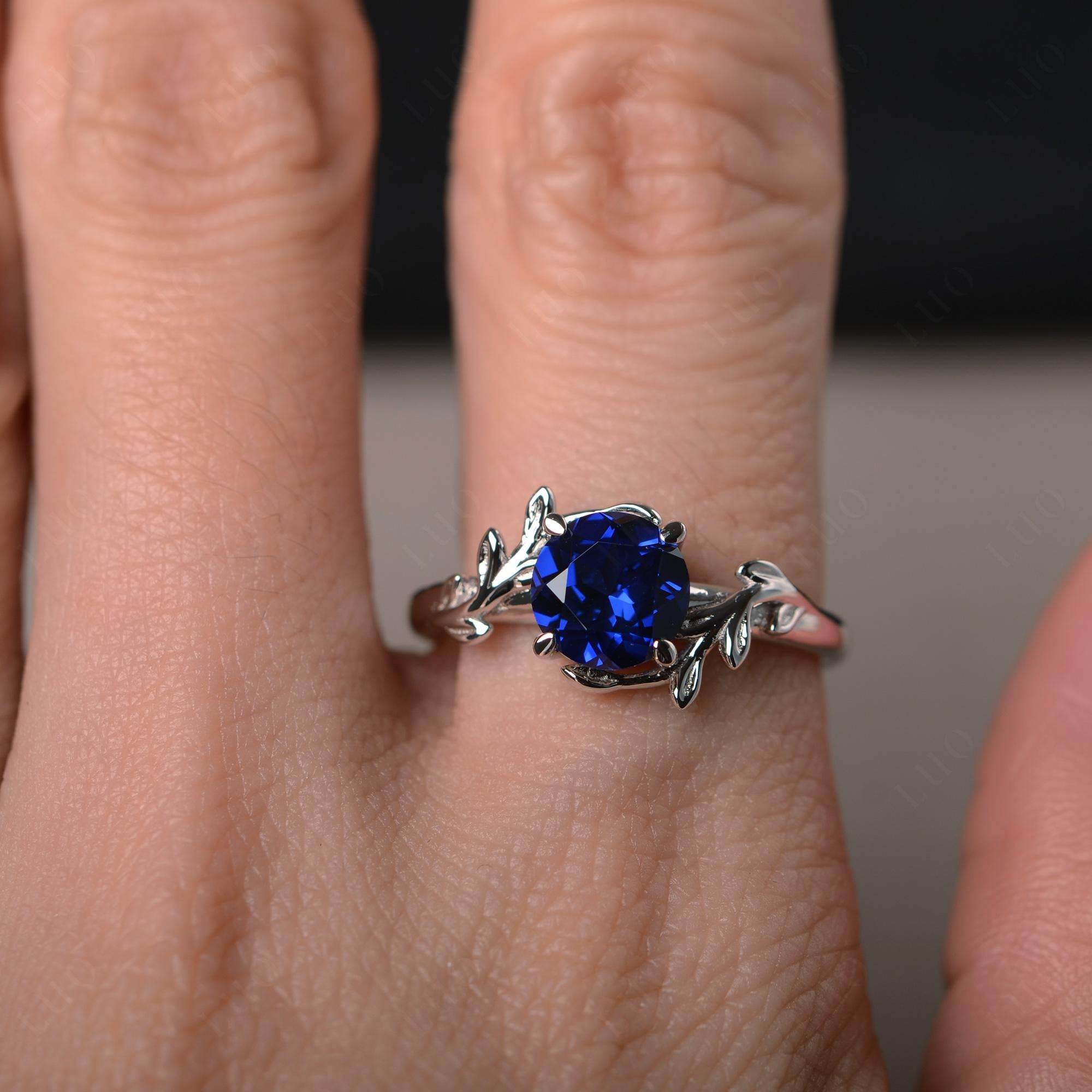 Sapphire Leaf and Vine Ring - LUO Jewelry