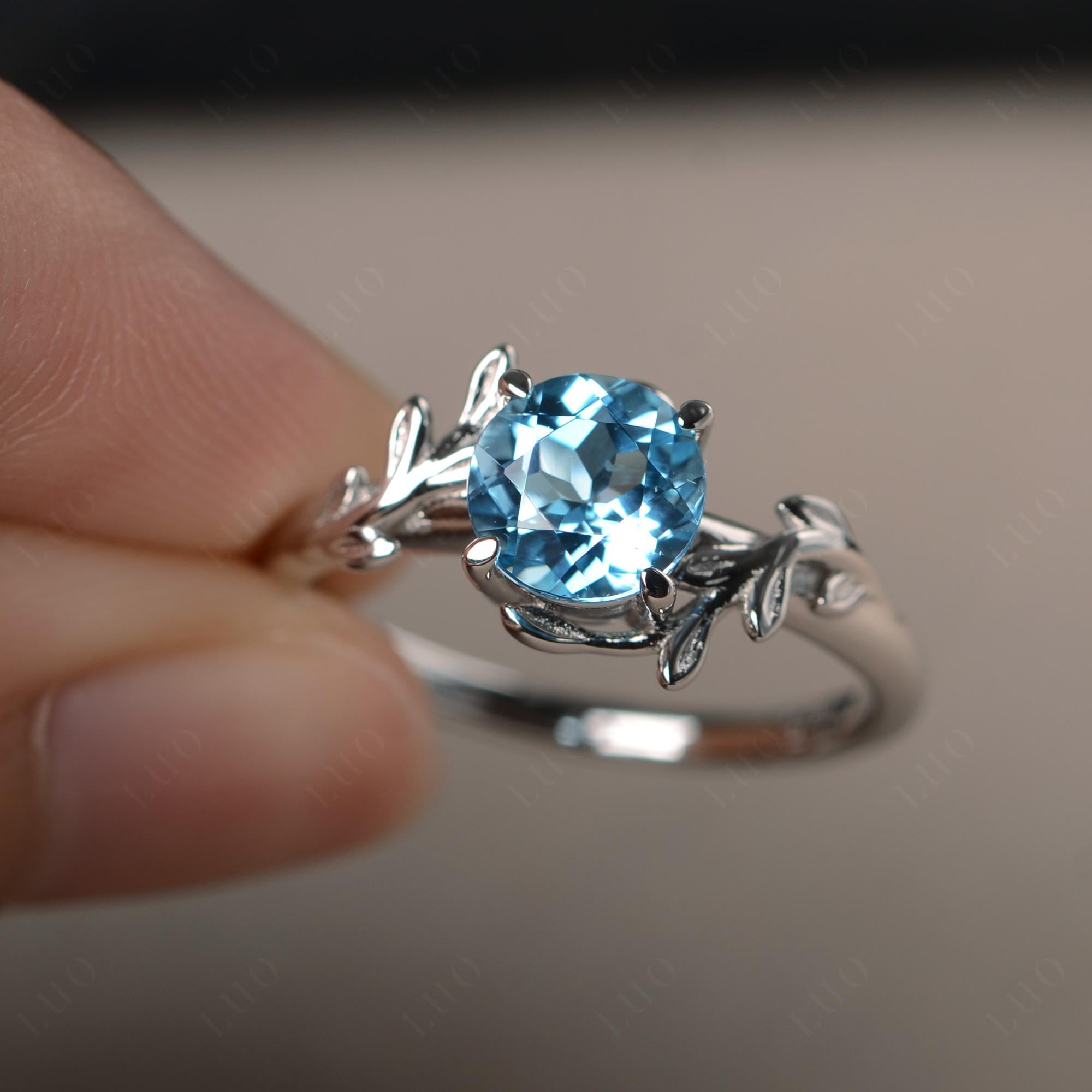 Swiss Blue Topaz Vine Ring - LUO Jewelry