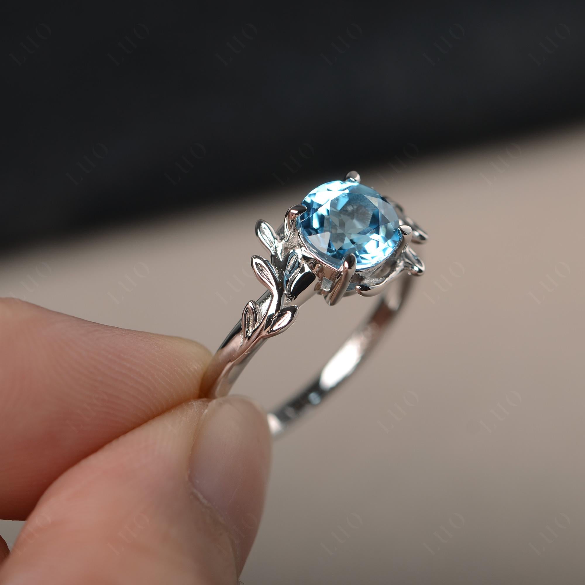 Swiss Blue Topaz Vine Ring - LUO Jewelry