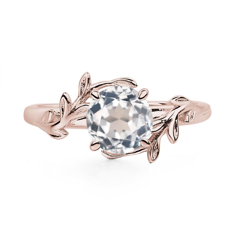 White Topaz Leaf and Vine Ring - LUO Jewelry #metal_14k rose gold