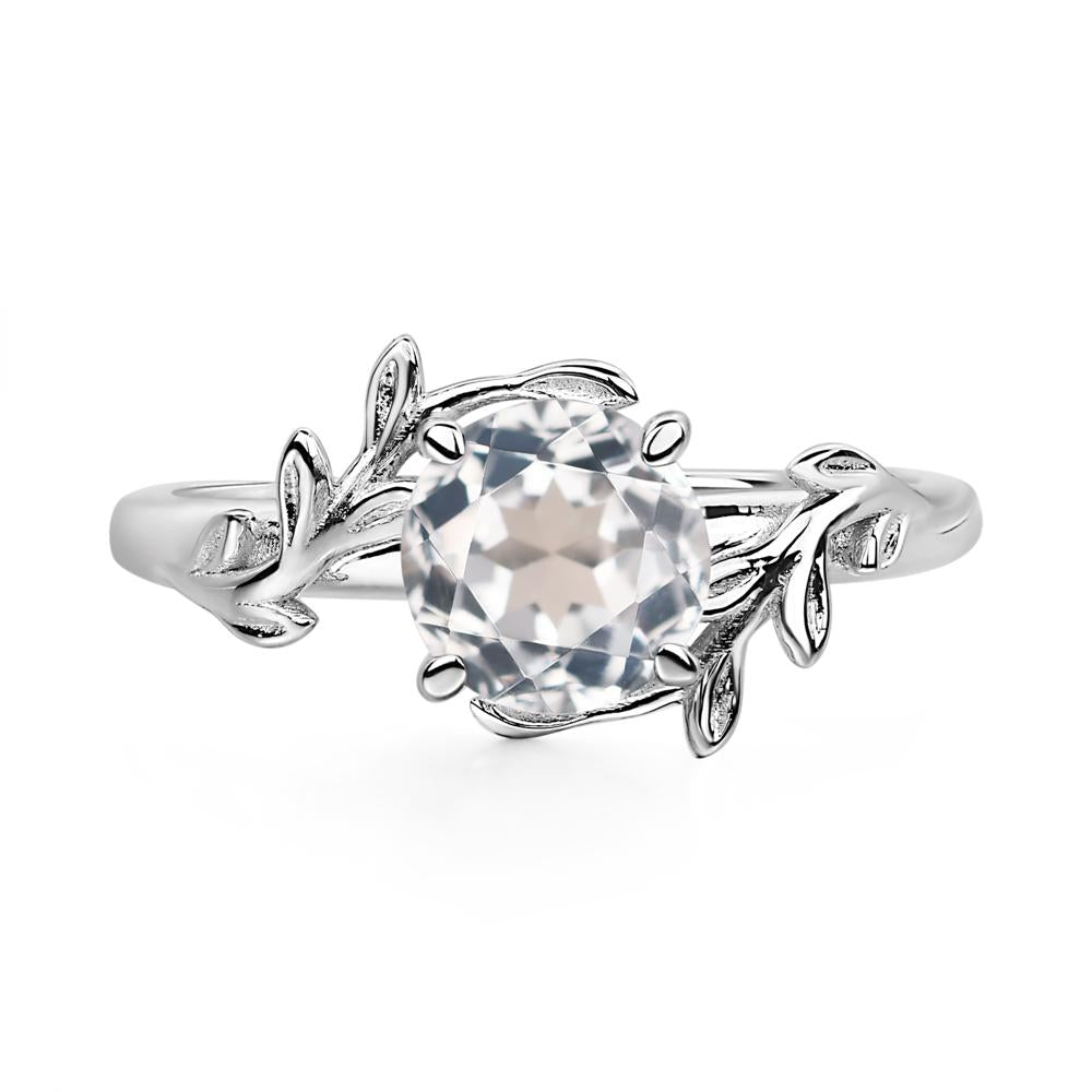 White Topaz Leaf and Vine Ring - LUO Jewelry #metal_14k white gold