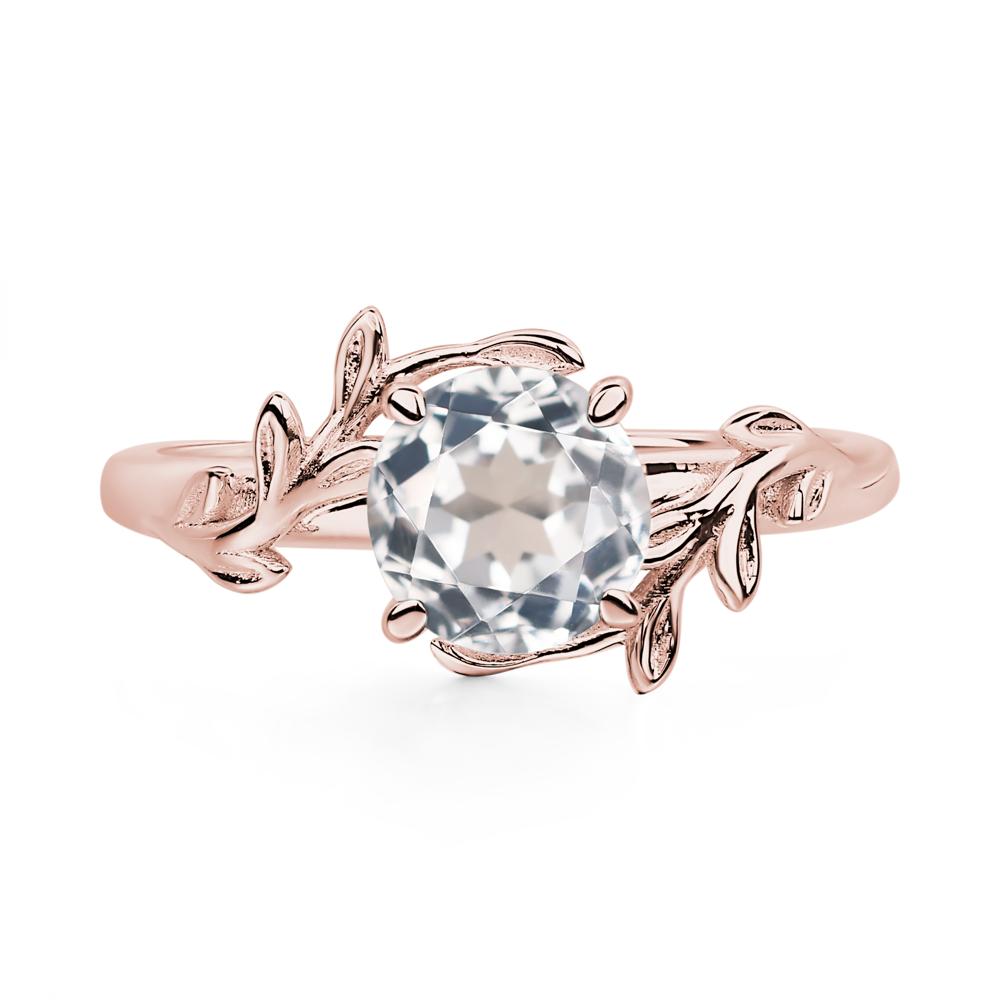 White Topaz Leaf and Vine Ring - LUO Jewelry #metal_18k rose gold