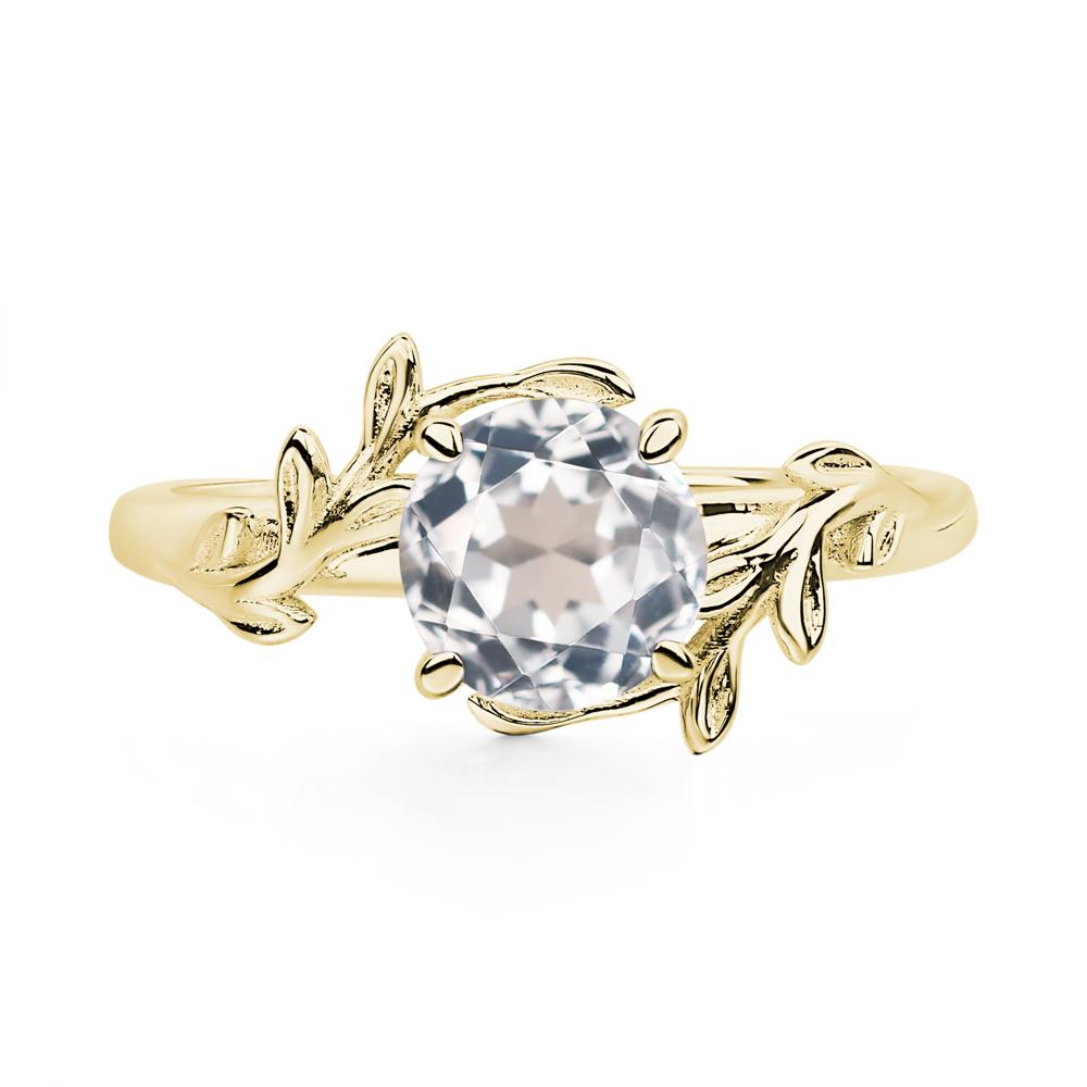 White Topaz Leaf and Vine Ring - LUO Jewelry #metal_18k yellow gold