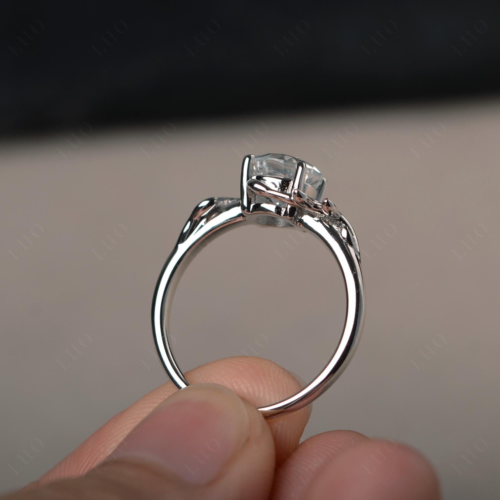 White Topaz Leaf and Vine Ring - LUO Jewelry