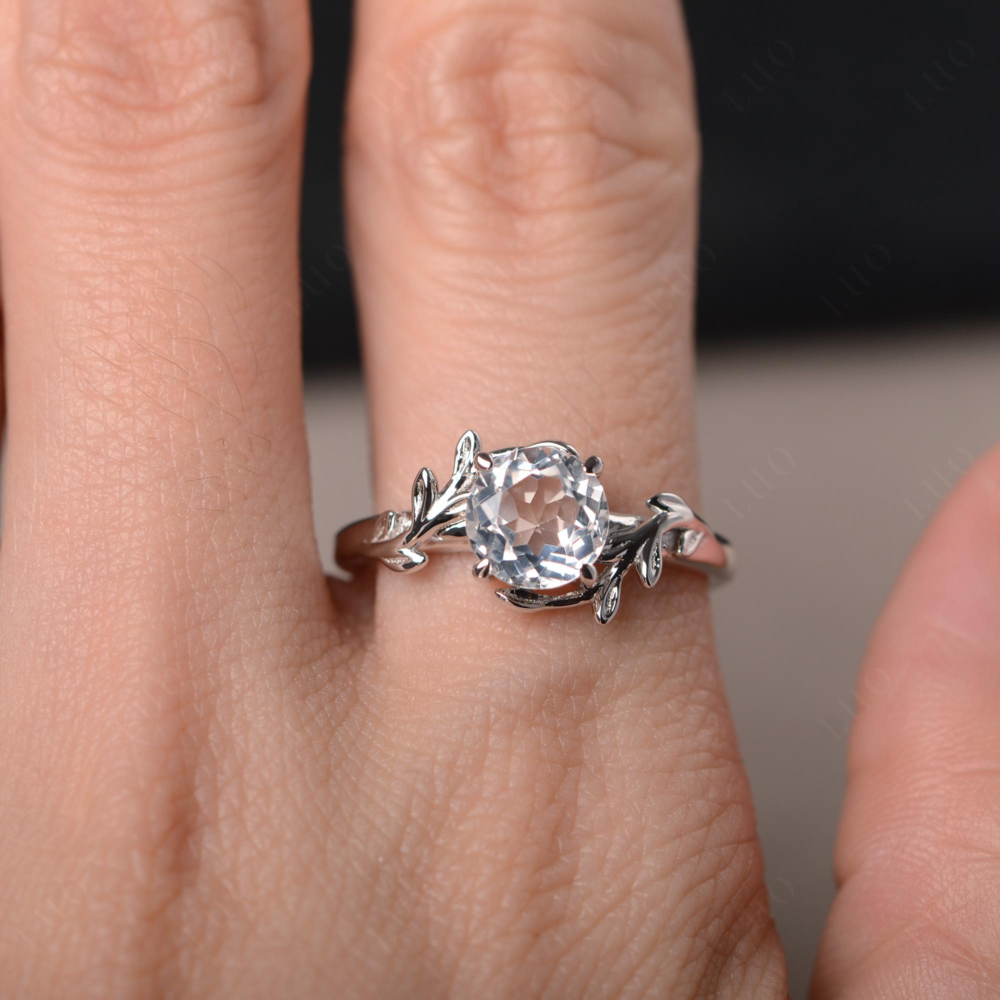 White Topaz Leaf and Vine Ring - LUO Jewelry