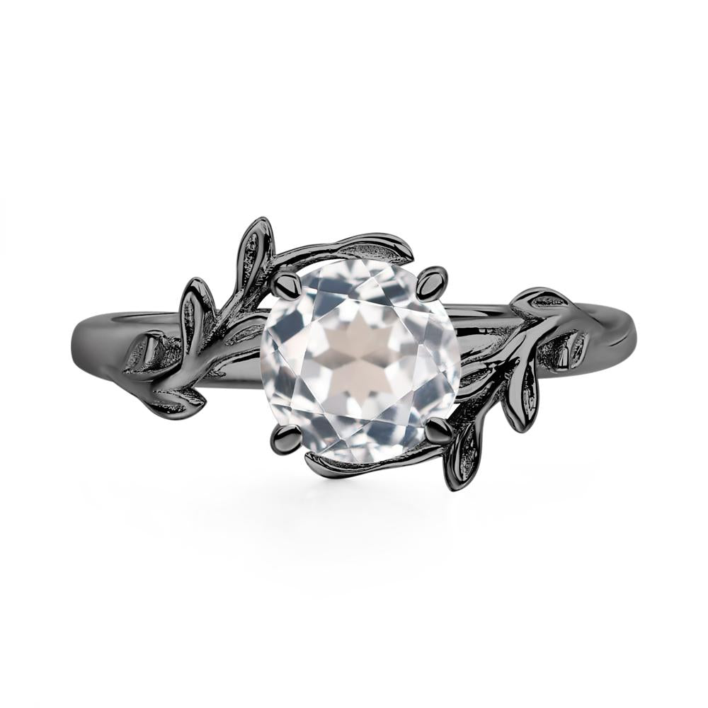 White Topaz Leaf and Vine Ring - LUO Jewelry #metal_black finish sterling silver