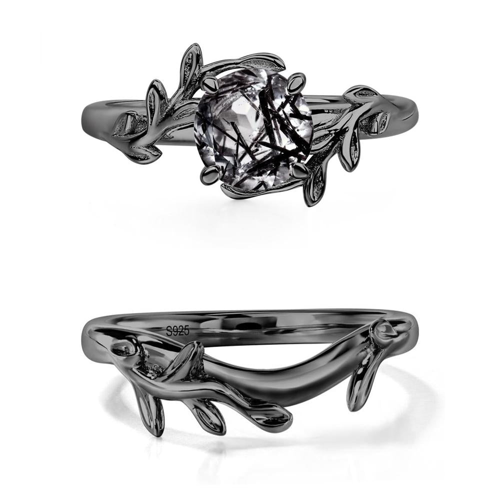 Black Rutilated Quartz Vine Engagement Ring - LUO Jewelry #metal_xxxxx