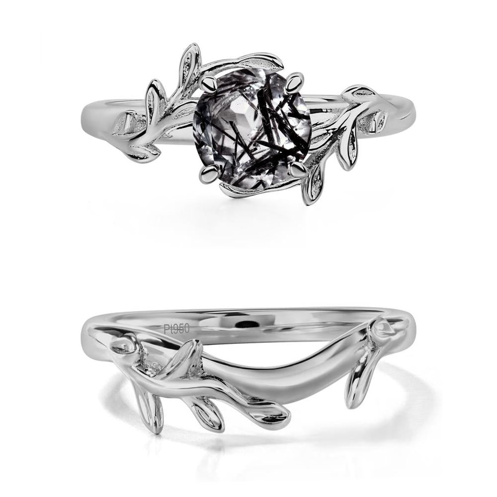 Black Rutilated Quartz Vine Engagement Ring - LUO Jewelry #metal_xxxxx