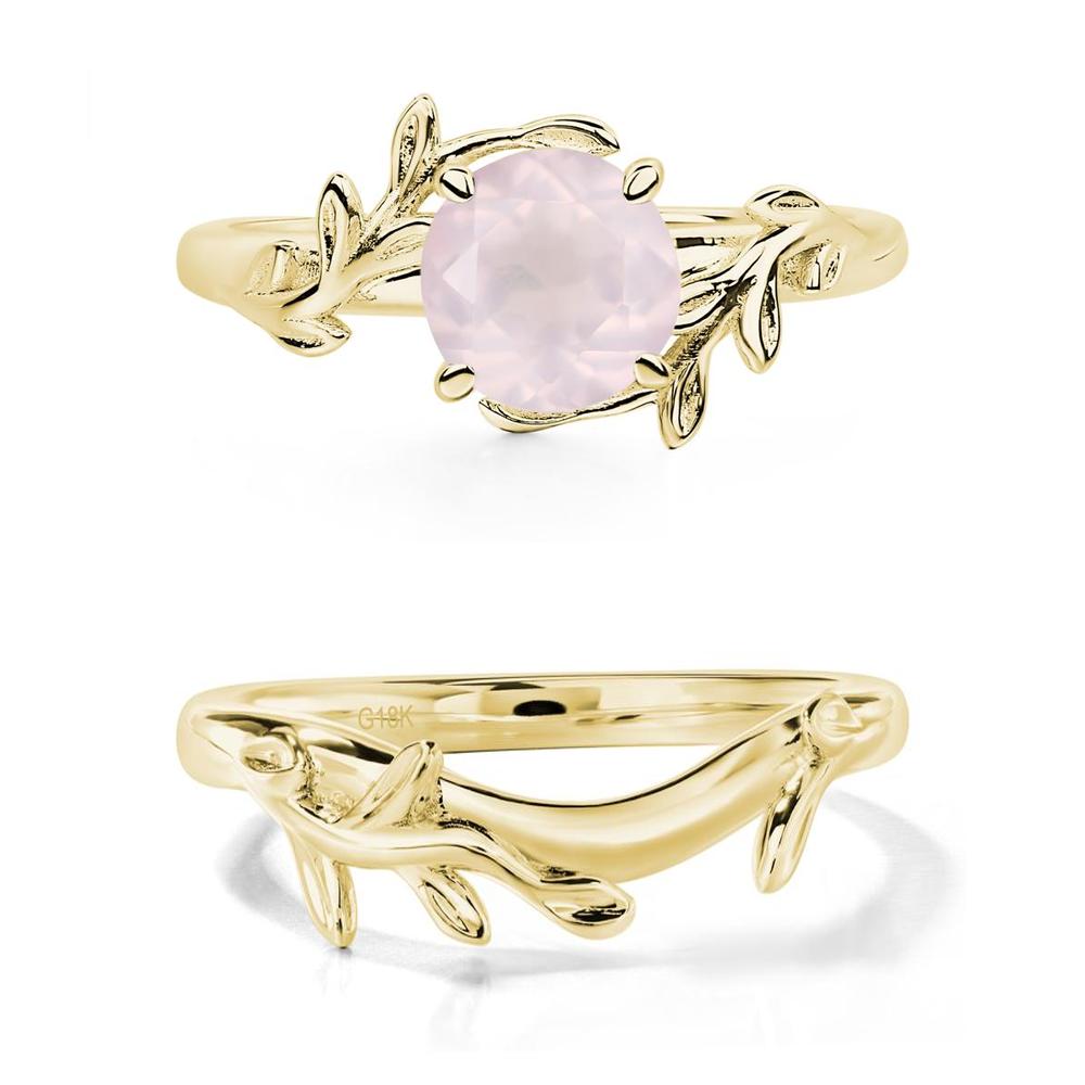 Rose Quartz Leaf and Vine Ring - LUO Jewelry #metal_xxxxx