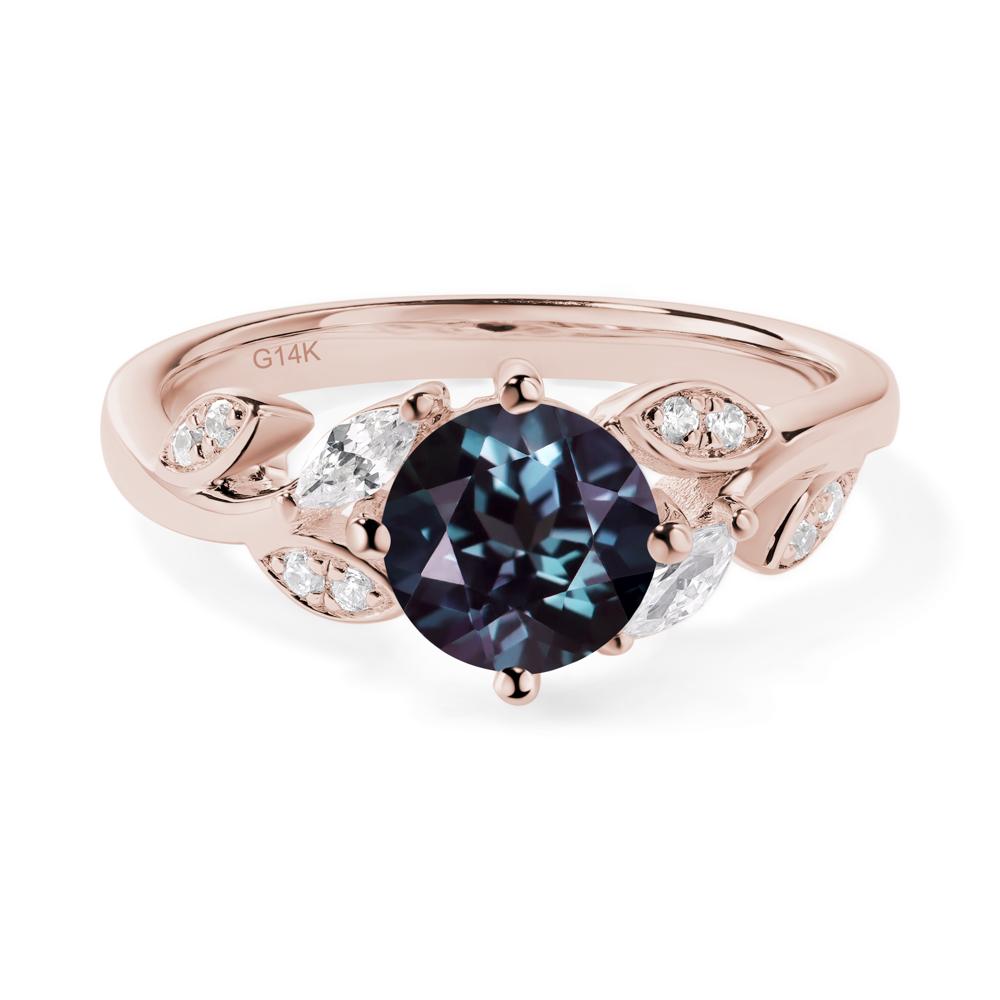 Vine Leaf Alexandrite Engagement Ring - LUO Jewelry #metal_14k rose gold