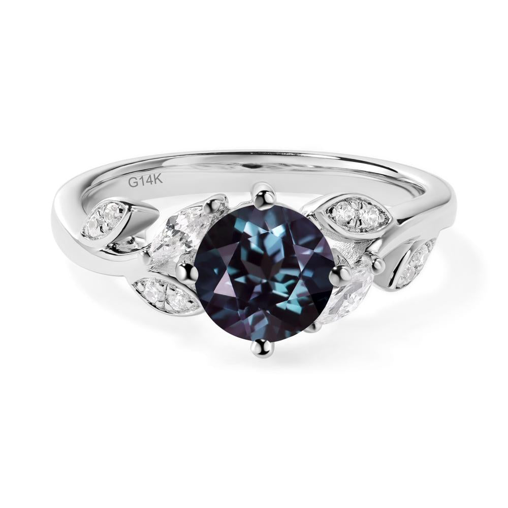 Vine Leaf Alexandrite Engagement Ring - LUO Jewelry #metal_14k white gold