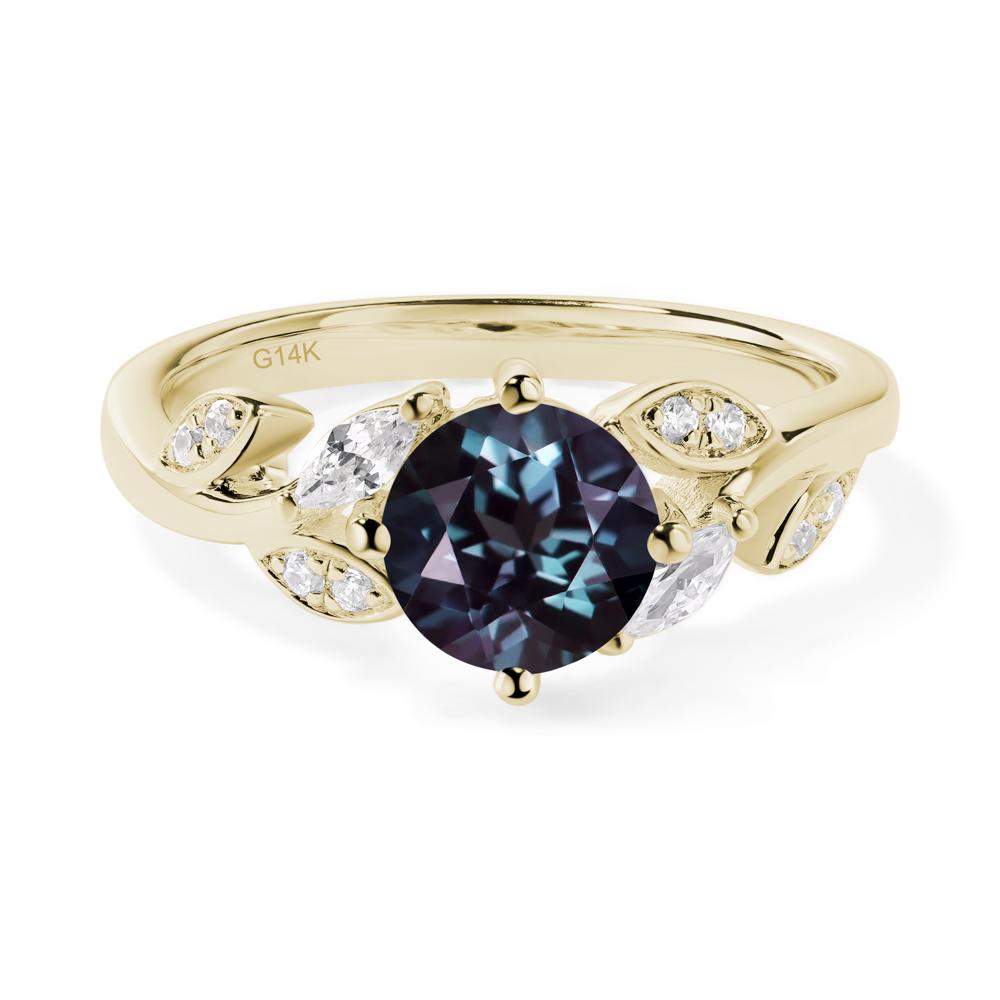 Vine Leaf Alexandrite Engagement Ring - LUO Jewelry #metal_14k yellow gold