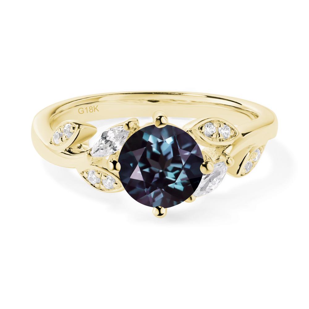 Vine Leaf Alexandrite Engagement Ring - LUO Jewelry #metal_18k yellow gold