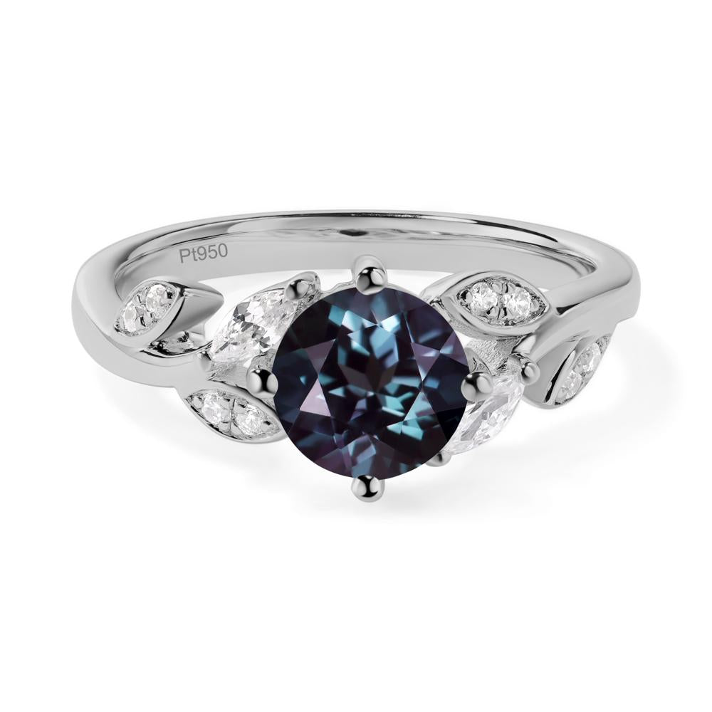 Vine Leaf Alexandrite Engagement Ring - LUO Jewelry #metal_platinum
