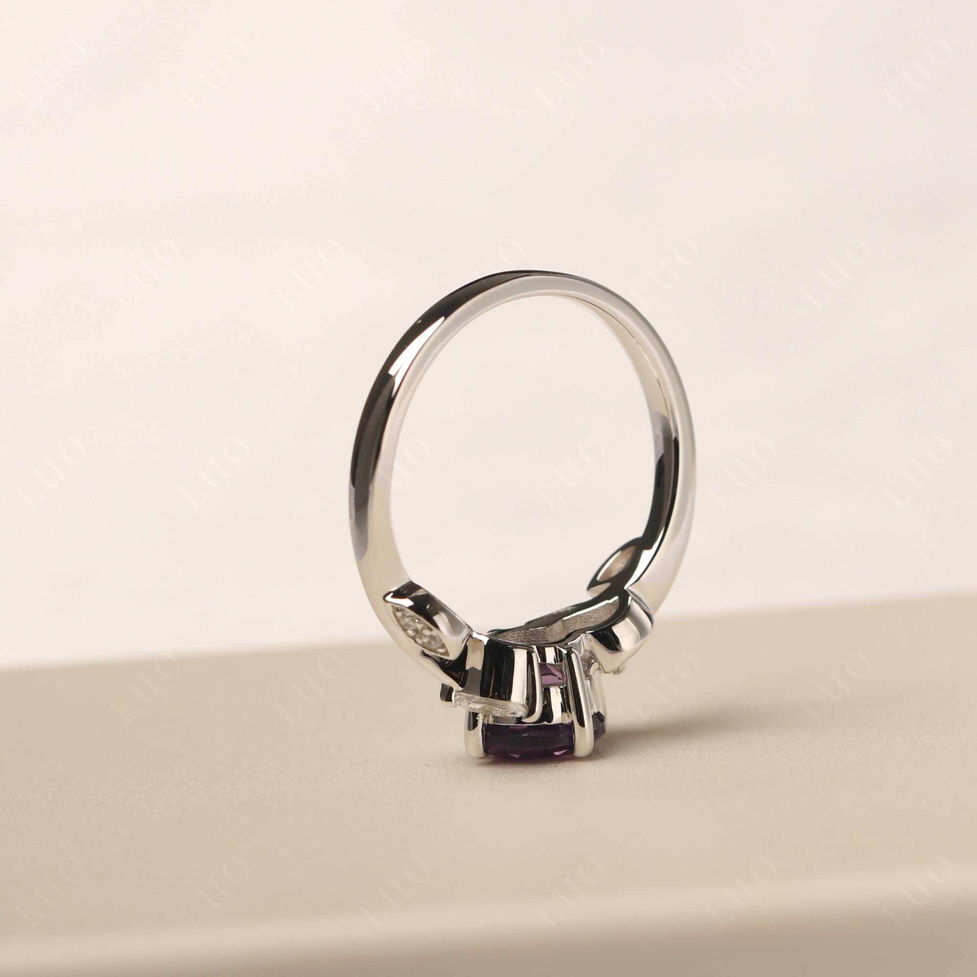 Vine Leaf Amethyst Engagement Ring - LUO Jewelry