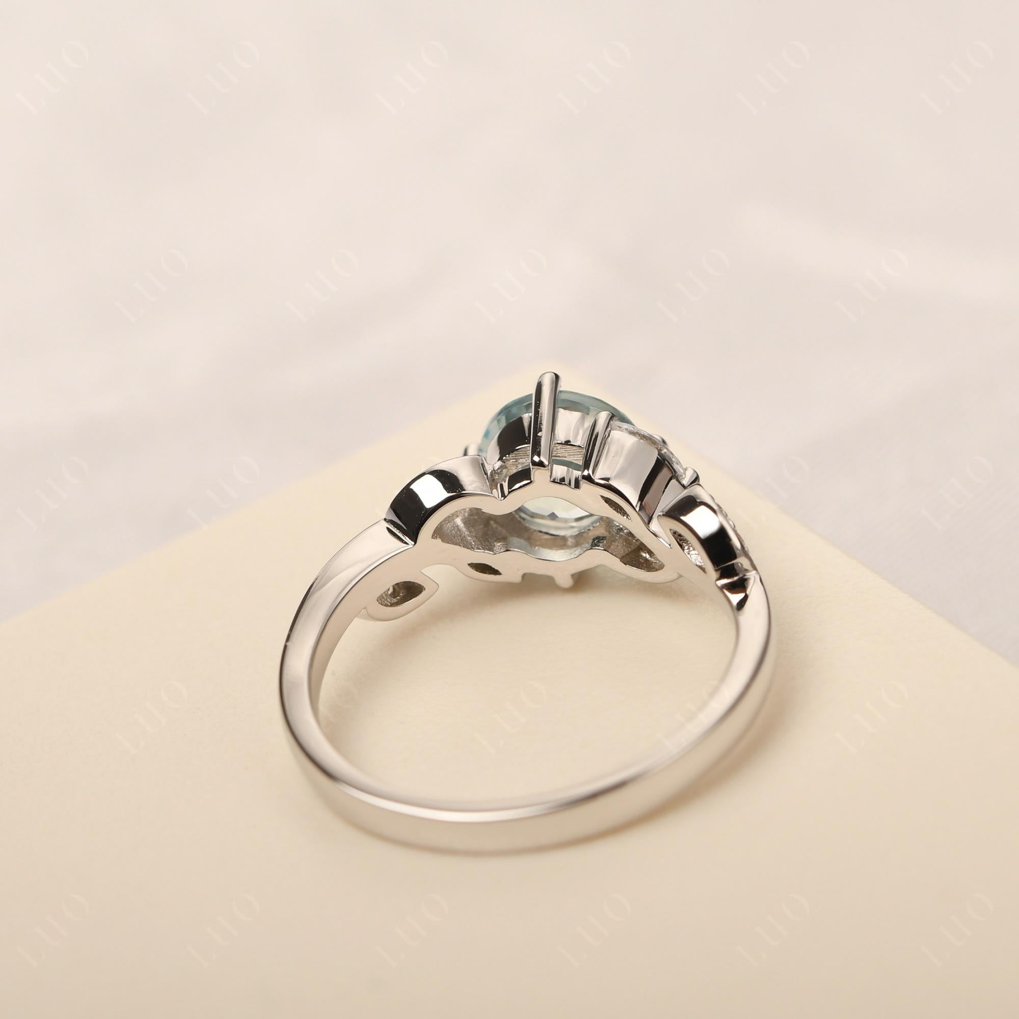 Vine Leaf Aquamarine Engagement Ring - LUO Jewelry