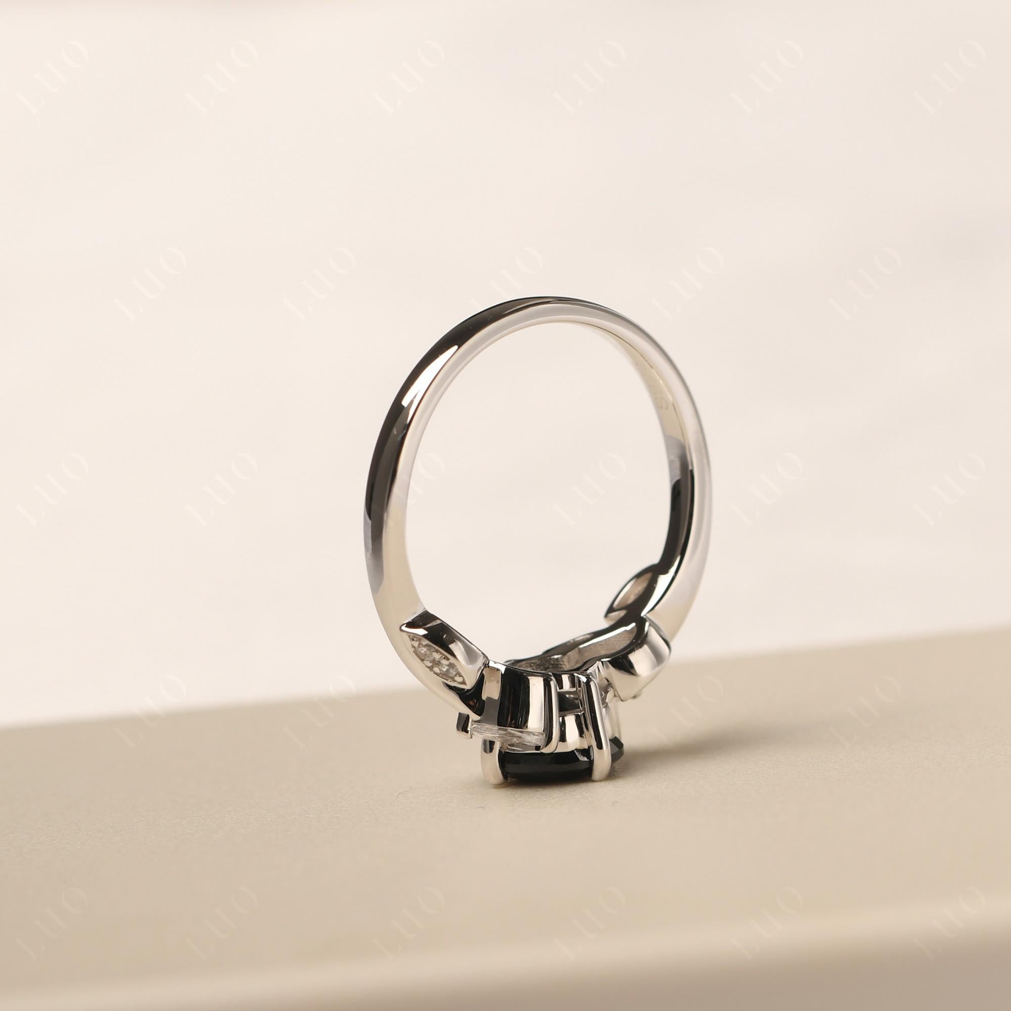 Vine Leaf Black Spinel Engagement Ring - LUO Jewelry