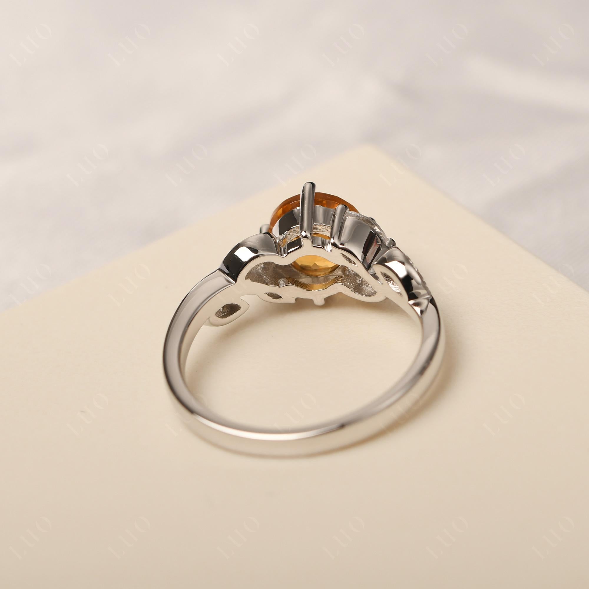 Vine Leaf Citrine Engagement Ring - LUO Jewelry