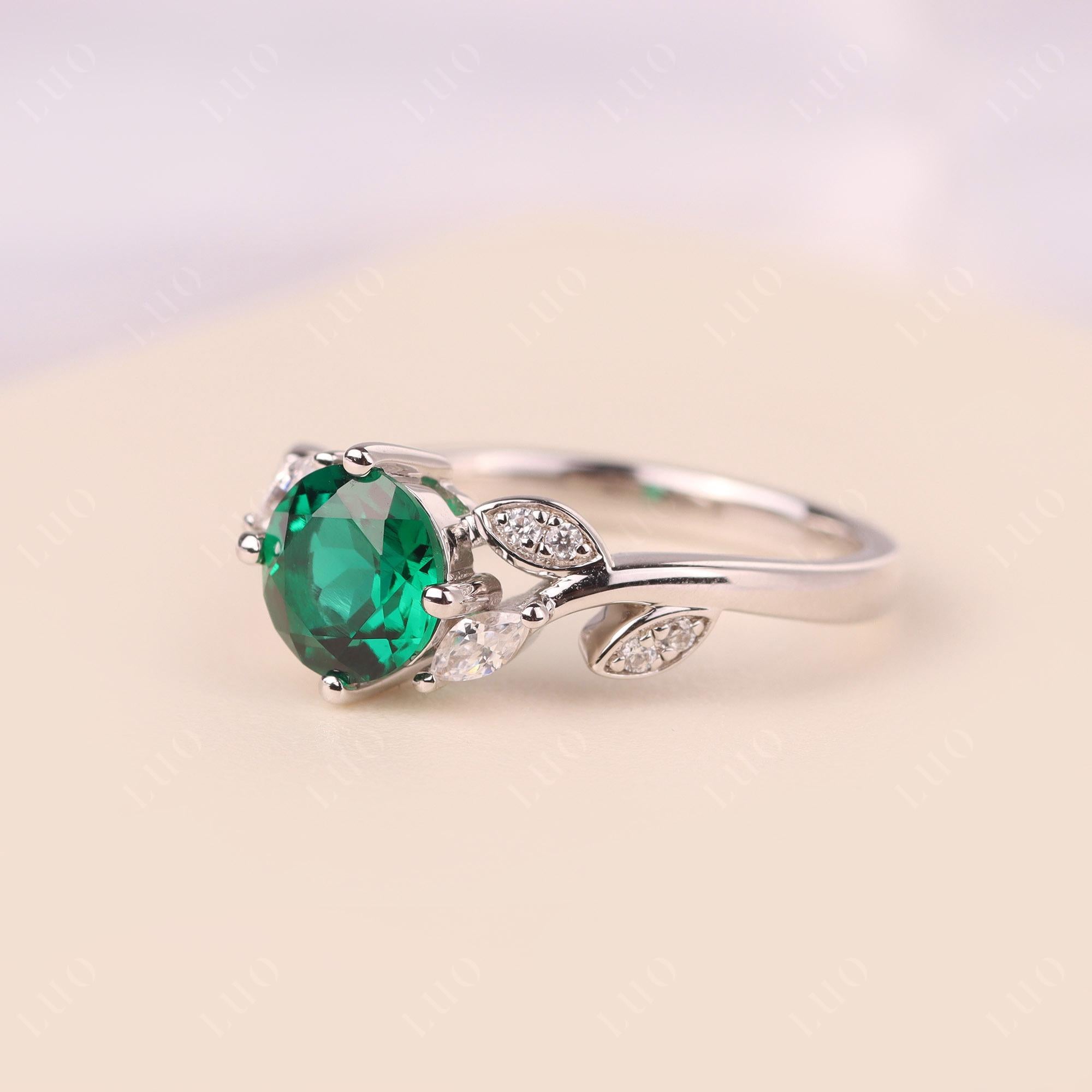 Vine Leaf Emerald Engagement Ring - LUO Jewelry
